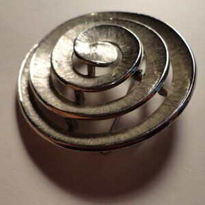 Silver Tone Swirl Brooch